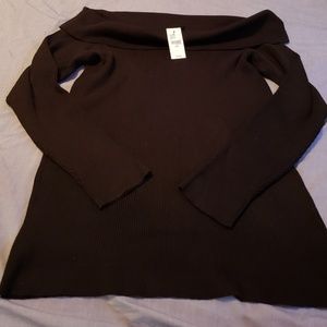 Lane Bryant Cold Shoulder Ribbed Black Sweater NWT
